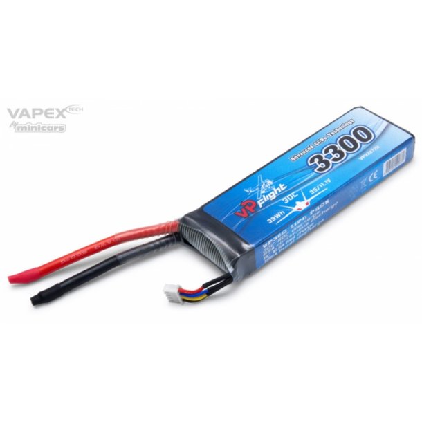 LiPo Battery 3S 11,1V 3300mAh 30C PREMIUM uden stik LiPo Holte